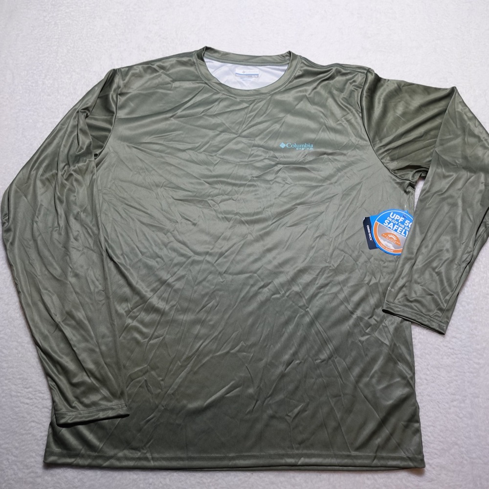 Columbia Terminal Tackle PFG Fish Flag Mens XL Green Long Sleeve Fishing Shirt